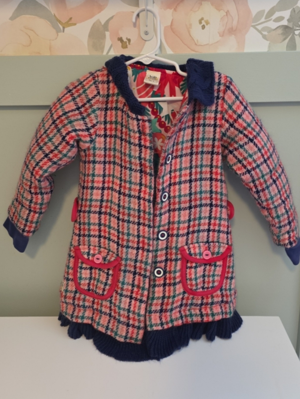 Wildflowers Size 4 Or 4t Winter Coat Jacket Plaid Smocked Wild Flowers Christmas